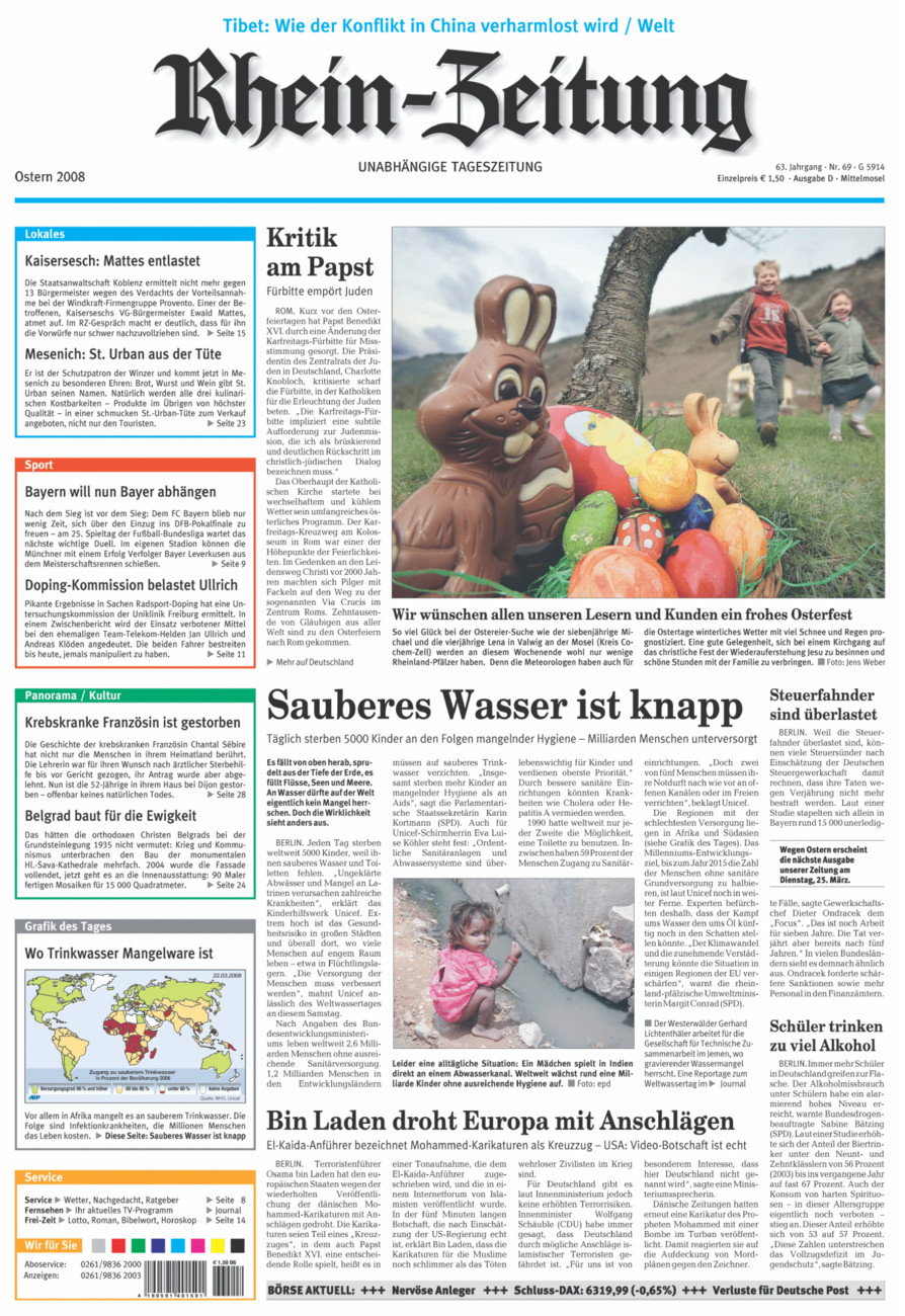 Rhein-Zeitung Kreis Cochem-Zell vom Samstag, 22.03.2008