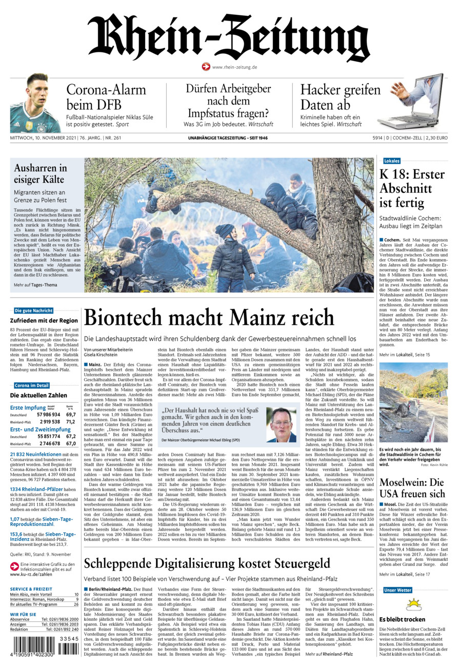 Rhein-Zeitung Kreis Cochem-Zell vom Mittwoch, 10.11.2021