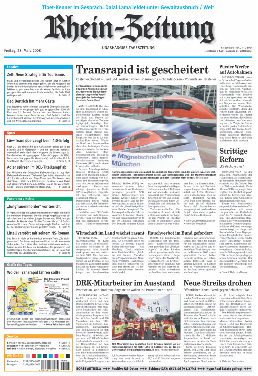 Rhein-Zeitung Kreis Cochem-Zell vom Freitag, 28.03.2008