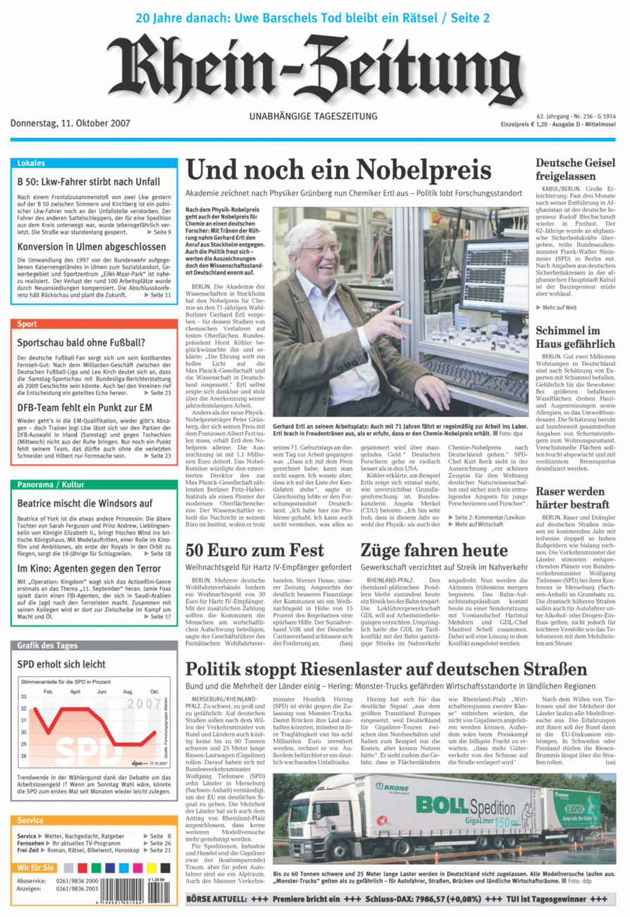 Rhein-Zeitung Kreis Cochem-Zell vom Donnerstag, 11.10.2007