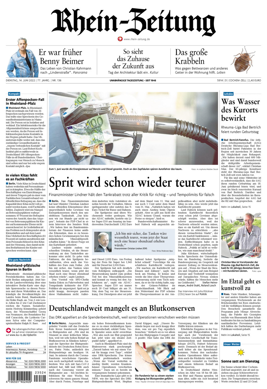 Rhein-Zeitung Kreis Cochem-Zell vom Dienstag, 14.06.2022