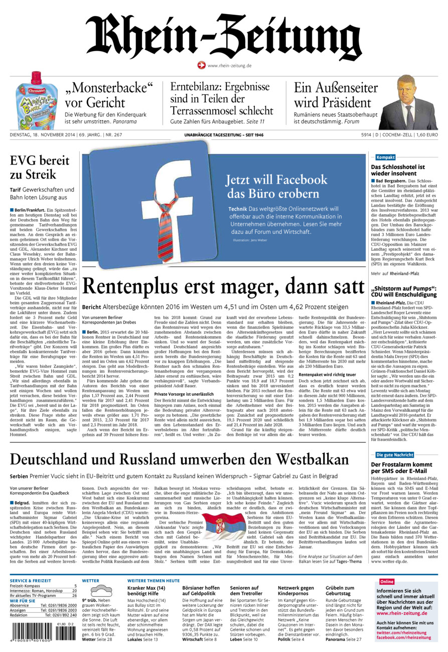 Rhein-Zeitung Kreis Cochem-Zell vom Dienstag, 18.11.2014