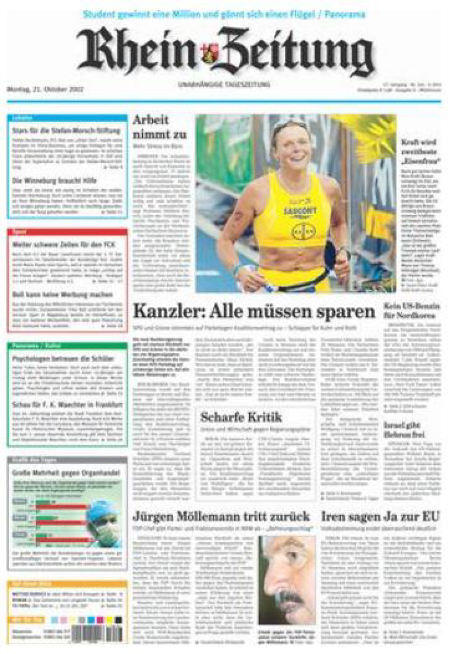 Rhein-Zeitung Kreis Cochem-Zell vom Montag, 21.10.2002
