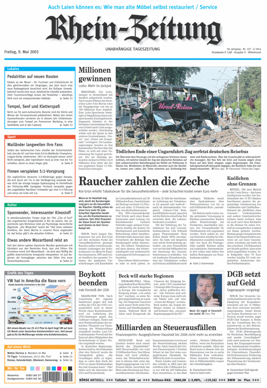 Rhein-Zeitung Kreis Cochem-Zell vom Freitag, 09.05.2003