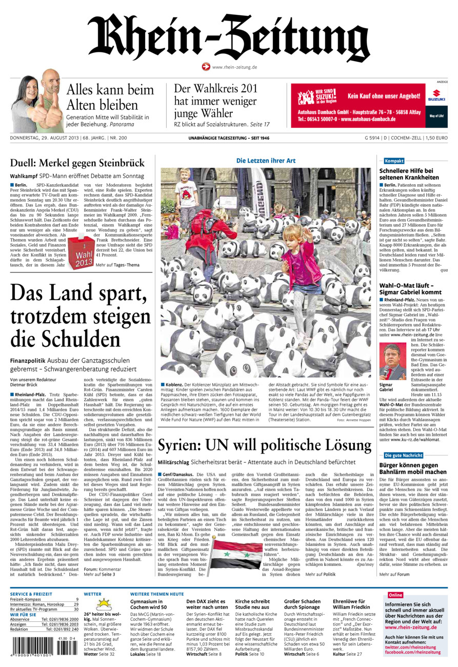 Rhein-Zeitung Kreis Cochem-Zell vom Donnerstag, 29.08.2013
