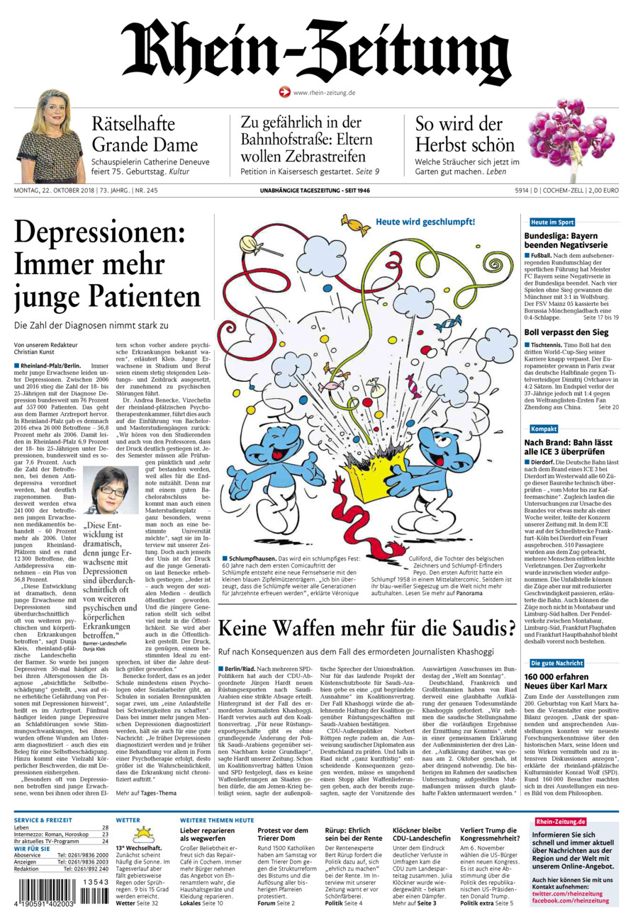 Rhein-Zeitung Kreis Cochem-Zell vom Montag, 22.10.2018