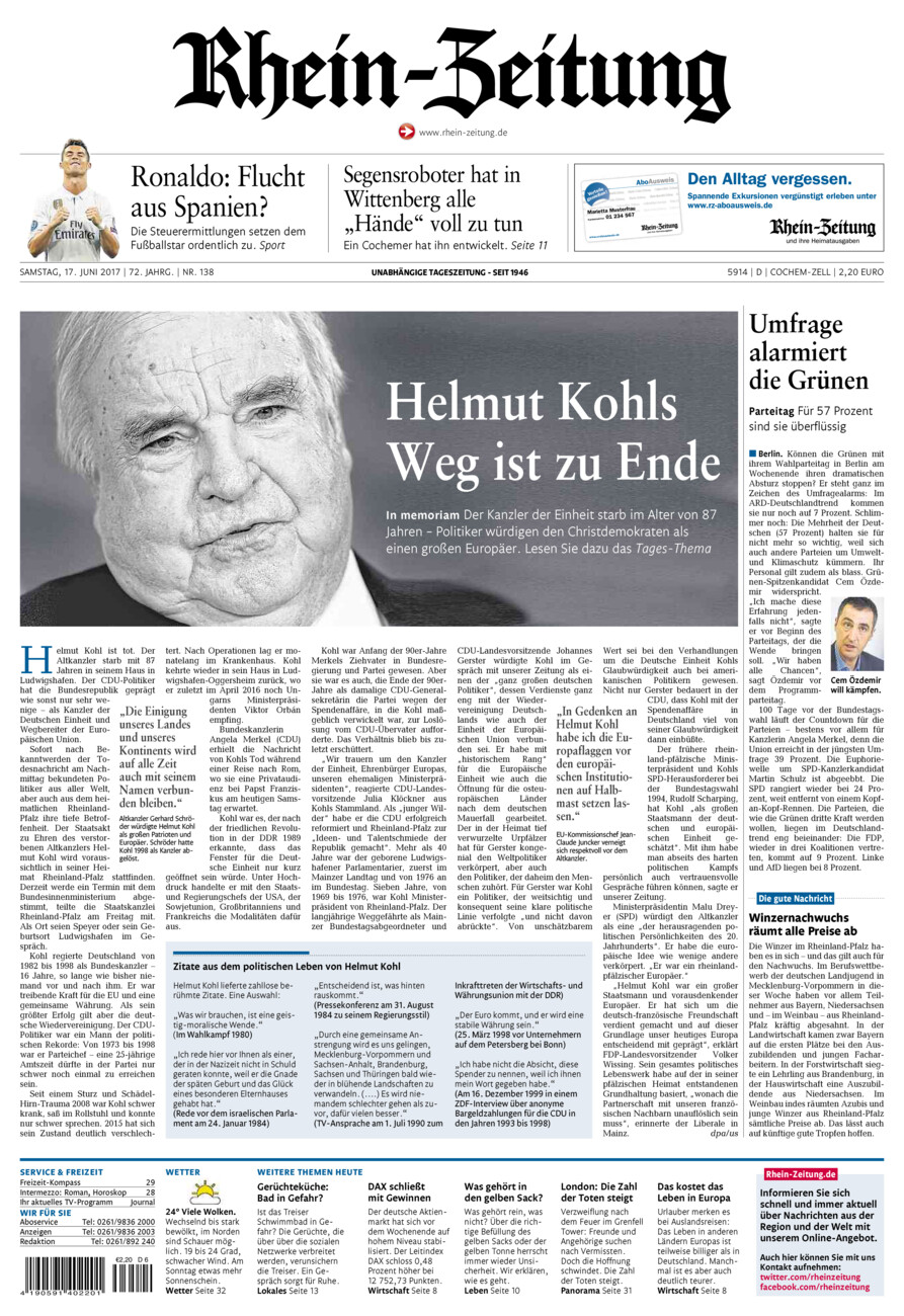 Rhein-Zeitung Kreis Cochem-Zell vom Samstag, 17.06.2017
