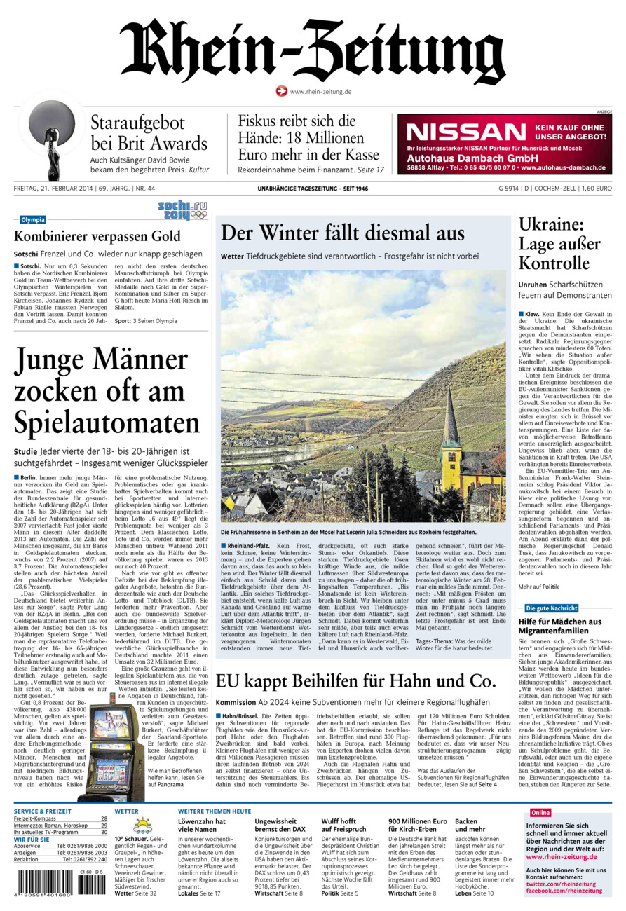 Rhein-Zeitung Kreis Cochem-Zell vom Freitag, 21.02.2014