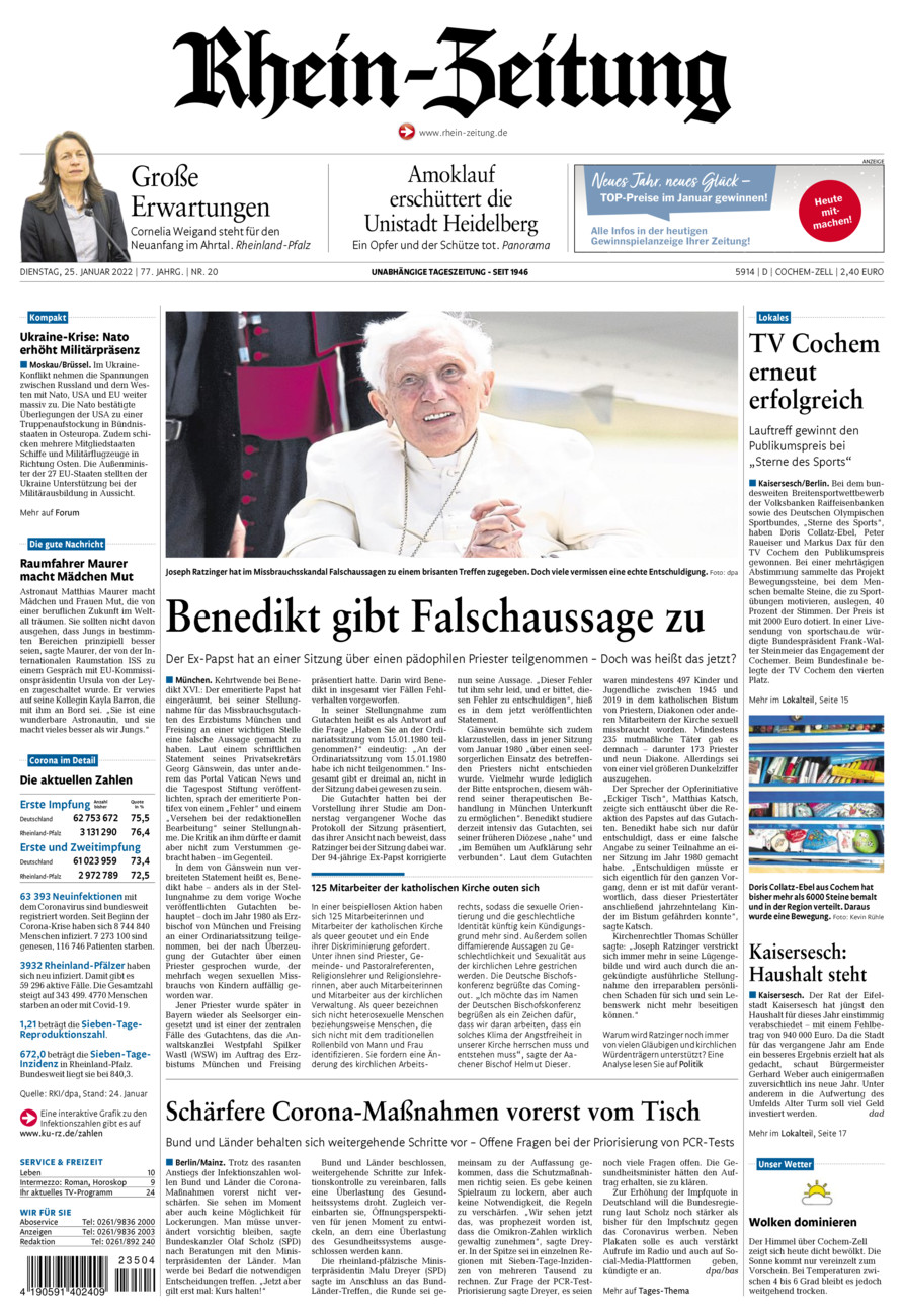 Rhein-Zeitung Kreis Cochem-Zell vom Dienstag, 25.01.2022