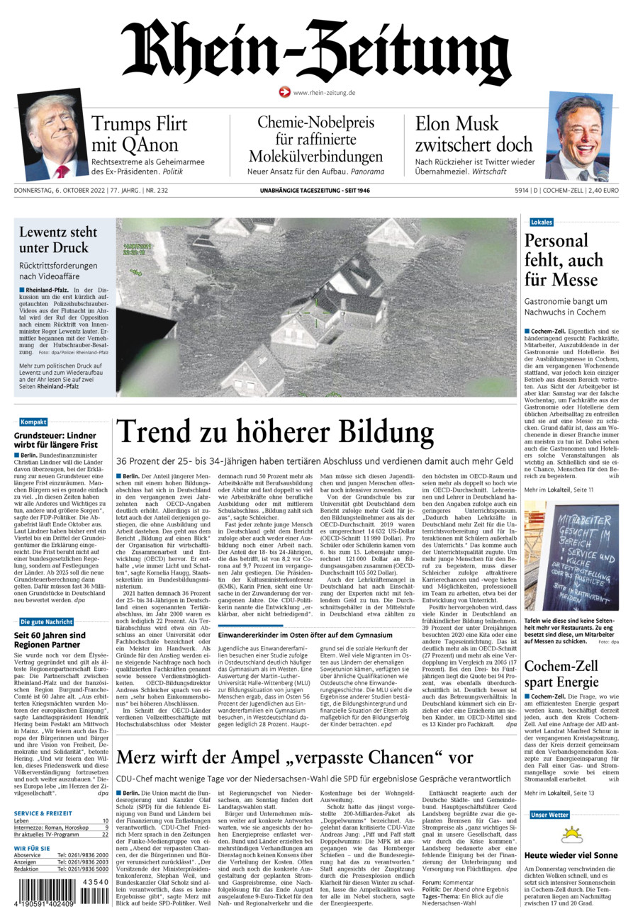 Rhein-Zeitung Kreis Cochem-Zell vom Donnerstag, 06.10.2022