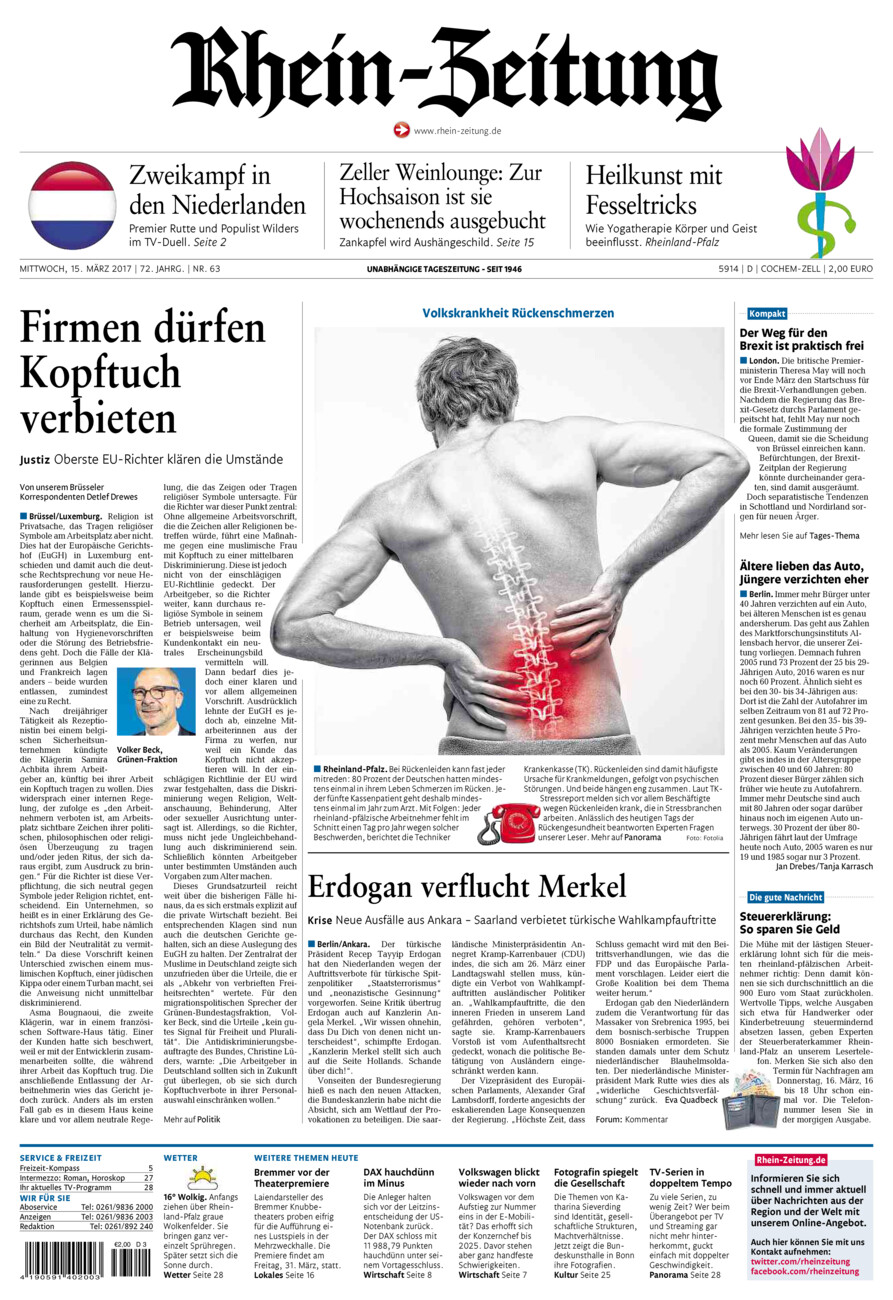 Rhein-Zeitung Kreis Cochem-Zell vom Mittwoch, 15.03.2017