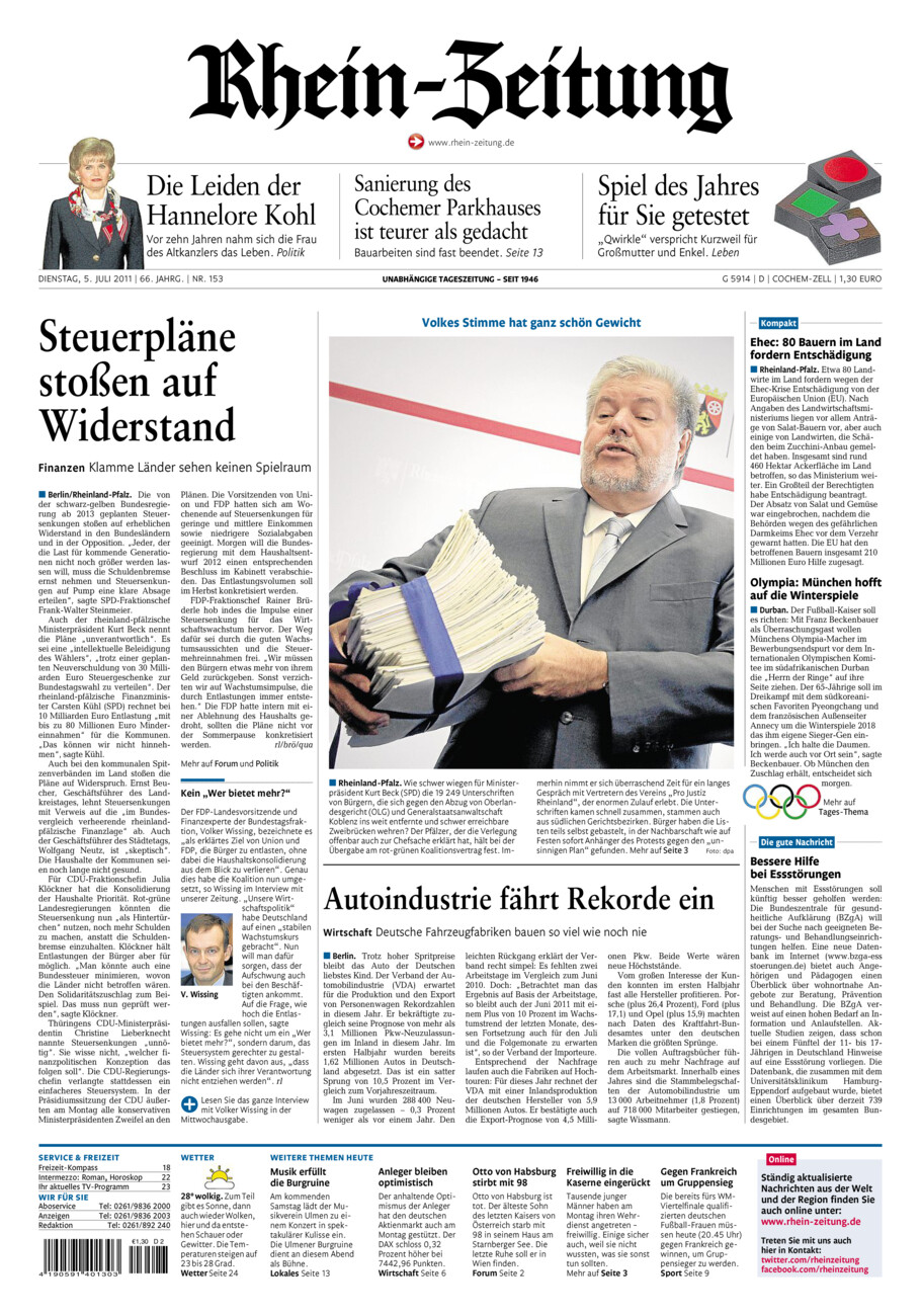 Rhein-Zeitung Kreis Cochem-Zell vom Dienstag, 05.07.2011