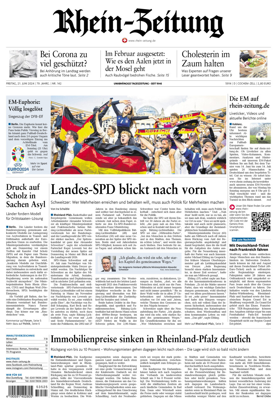 Rhein-Zeitung Kreis Cochem-Zell vom Freitag, 21.06.2024