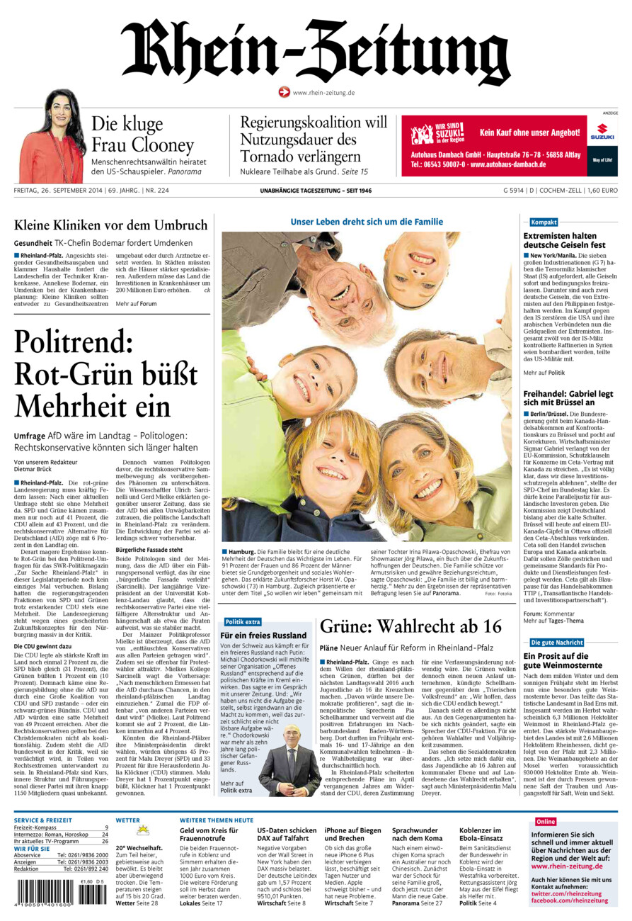 Rhein-Zeitung Kreis Cochem-Zell vom Freitag, 26.09.2014