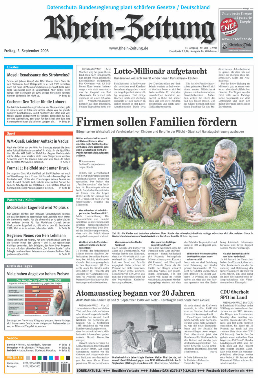 Rhein-Zeitung Kreis Cochem-Zell vom Freitag, 05.09.2008