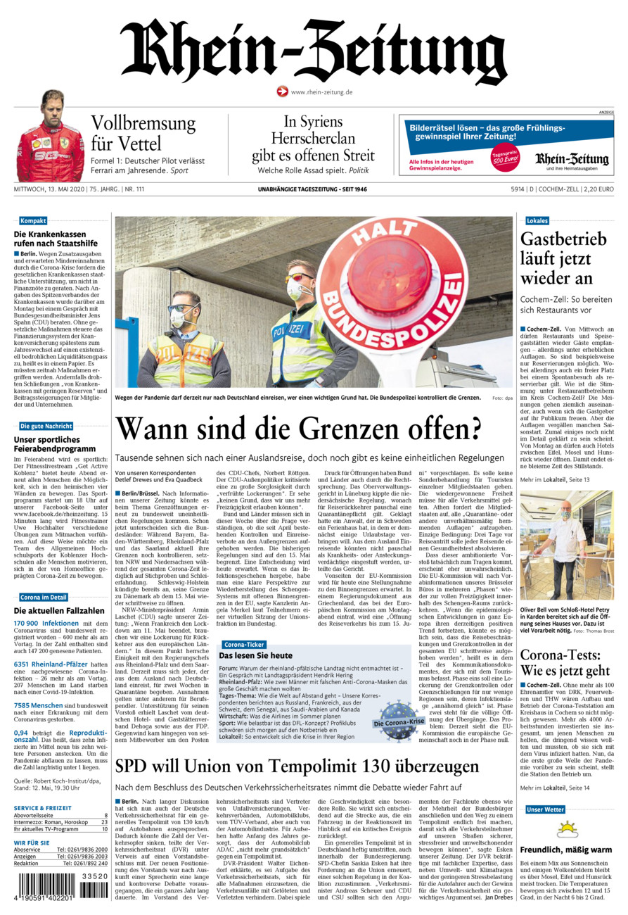 Rhein-Zeitung Kreis Cochem-Zell vom Mittwoch, 13.05.2020