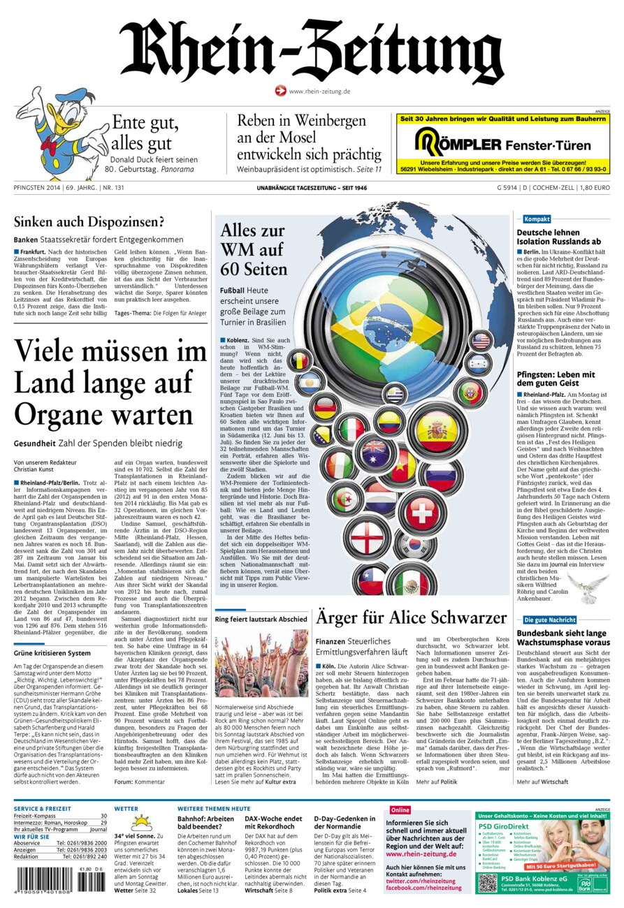 Rhein-Zeitung Kreis Cochem-Zell vom Samstag, 07.06.2014