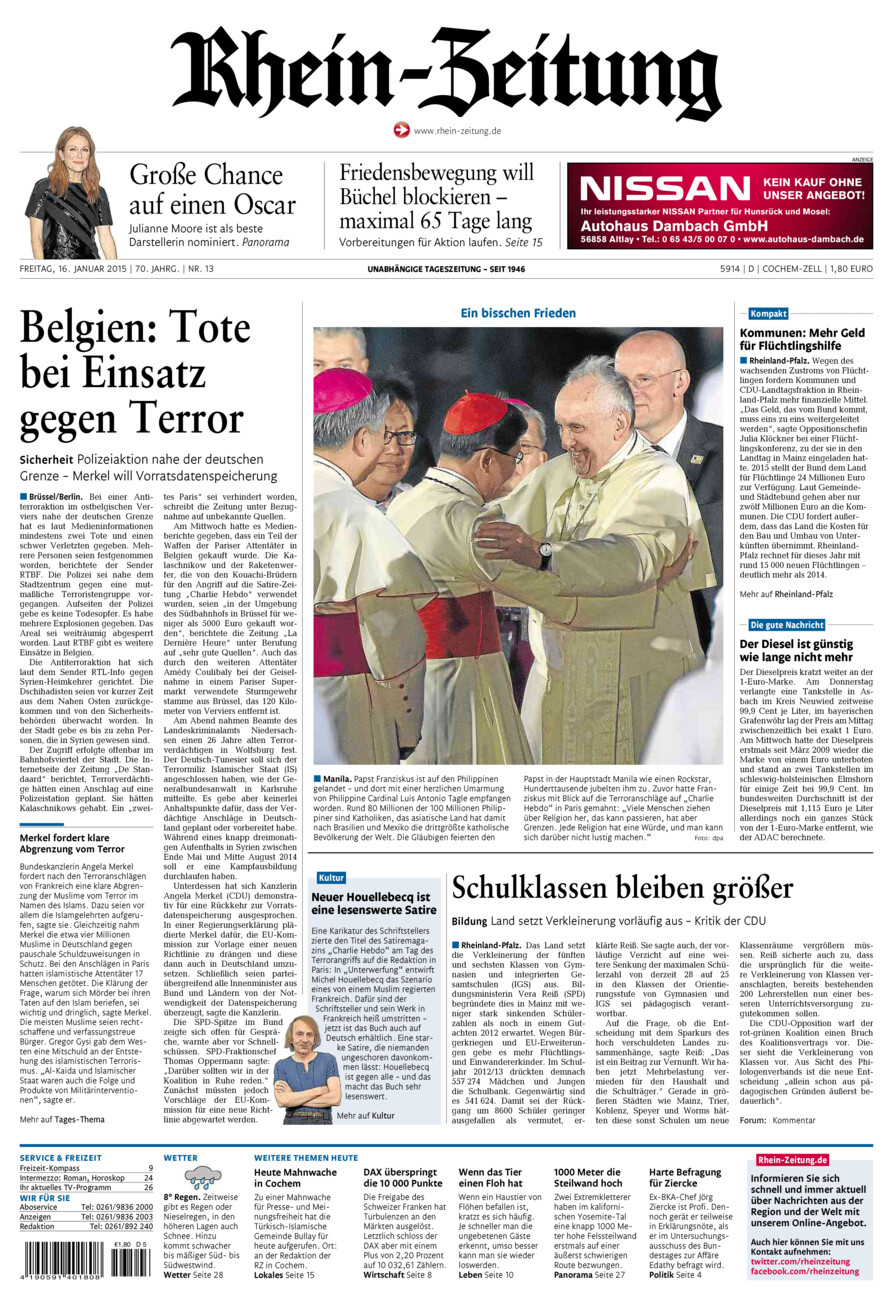 Rhein-Zeitung Kreis Cochem-Zell vom Freitag, 16.01.2015