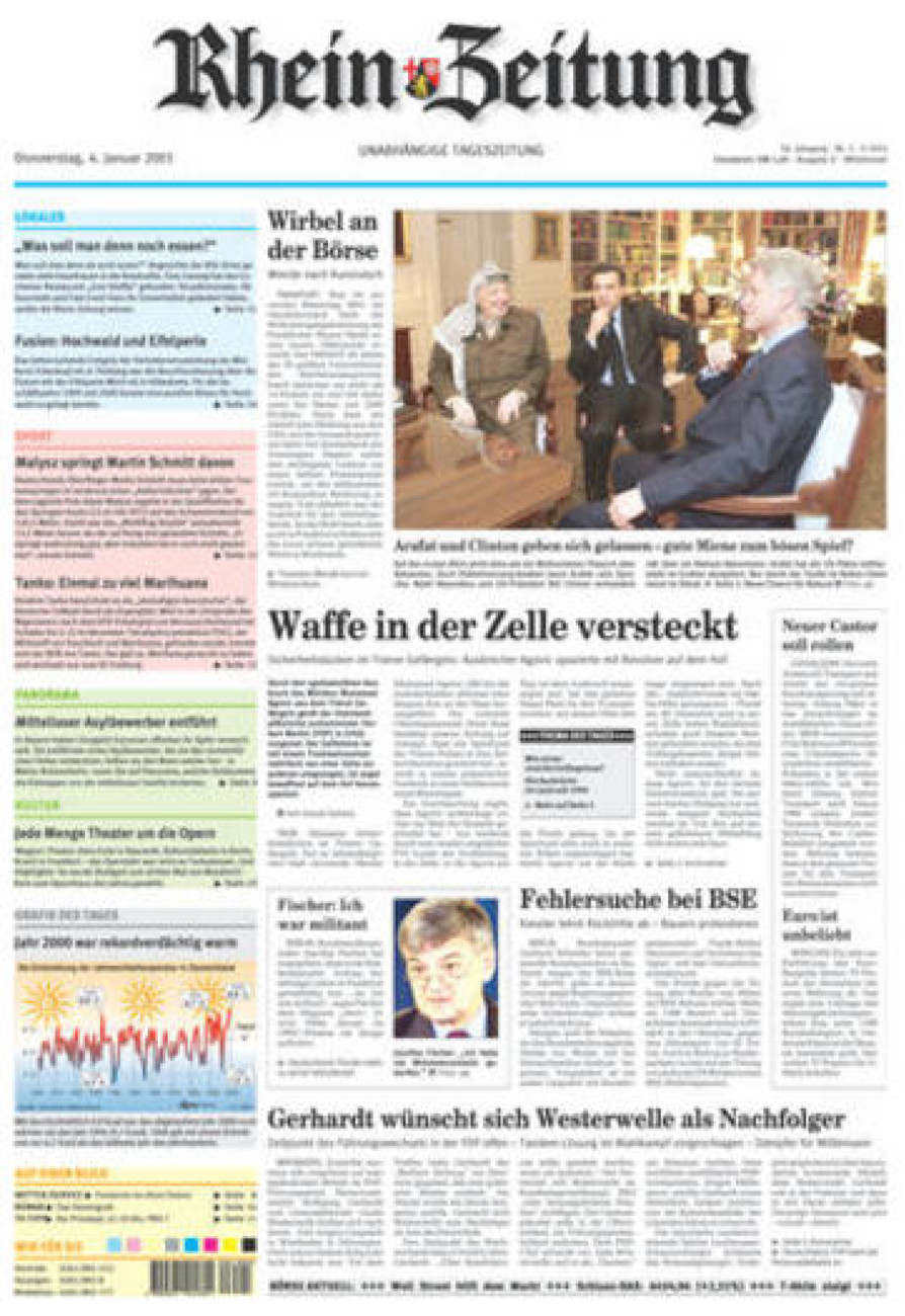 Rhein-Zeitung Kreis Cochem-Zell vom Donnerstag, 04.01.2001