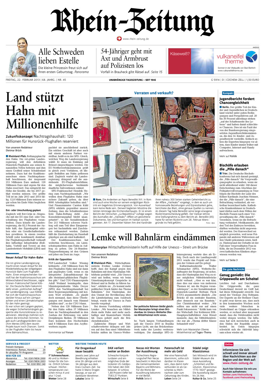 Rhein-Zeitung Kreis Cochem-Zell vom Freitag, 22.02.2013