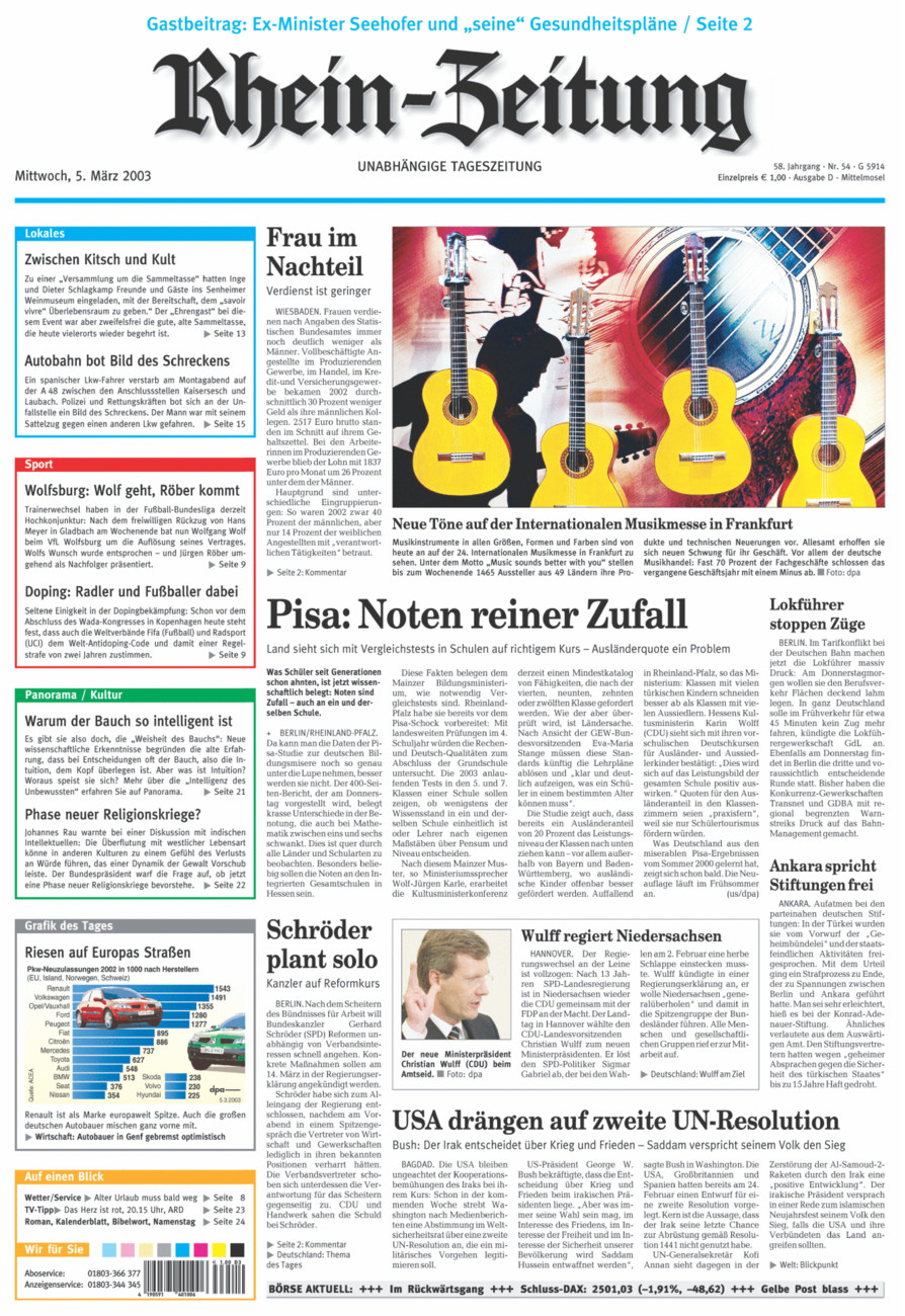 Rhein-Zeitung Kreis Cochem-Zell vom Mittwoch, 05.03.2003