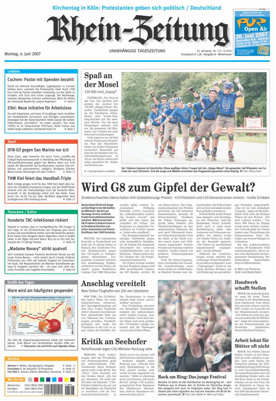 Rhein-Zeitung Kreis Cochem-Zell vom Montag, 04.06.2007