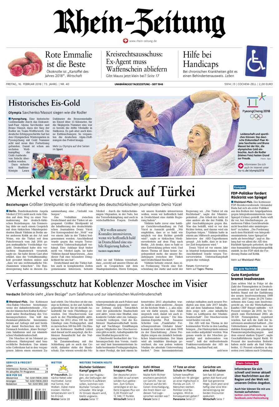 Rhein-Zeitung Kreis Cochem-Zell vom Freitag, 16.02.2018