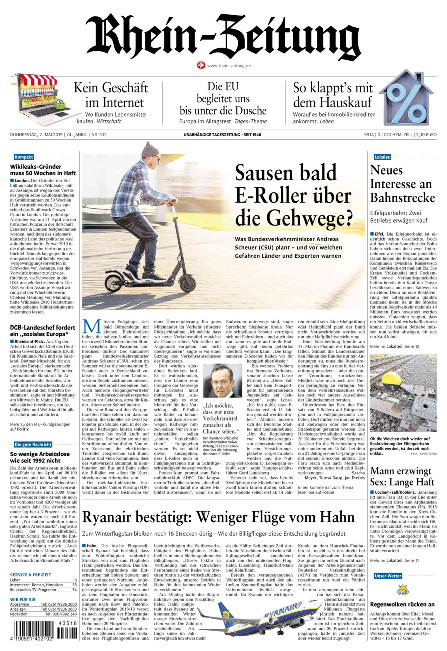 Rhein-Zeitung Kreis Cochem-Zell vom Donnerstag, 02.05.2019