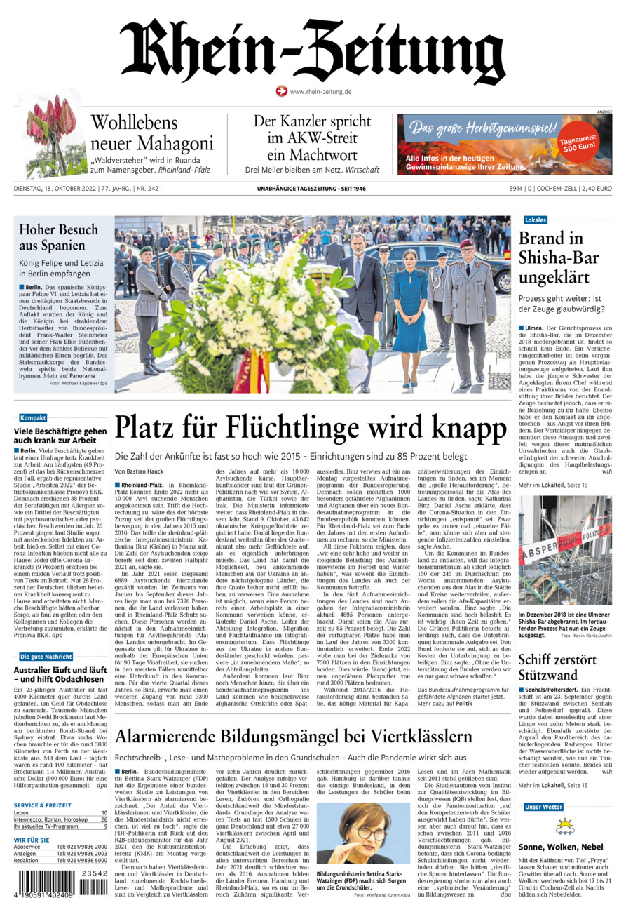 Rhein-Zeitung Kreis Cochem-Zell vom Dienstag, 18.10.2022