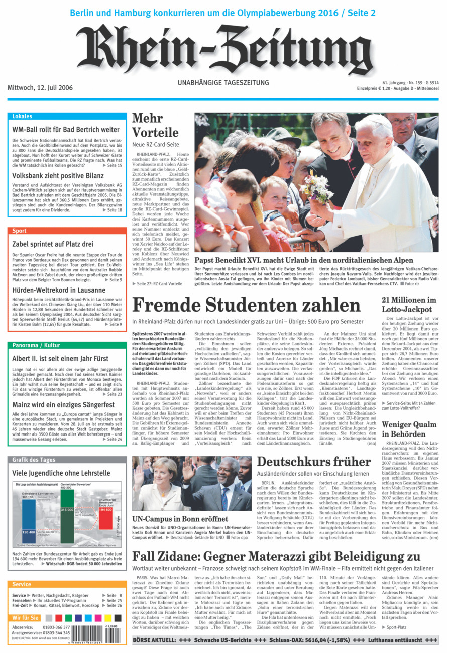 Rhein-Zeitung Kreis Cochem-Zell vom Mittwoch, 12.07.2006