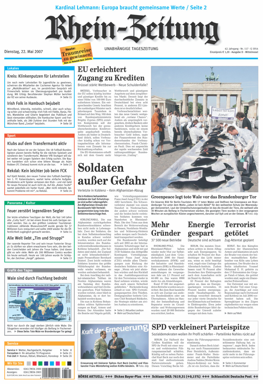Rhein-Zeitung Kreis Cochem-Zell vom Dienstag, 22.05.2007