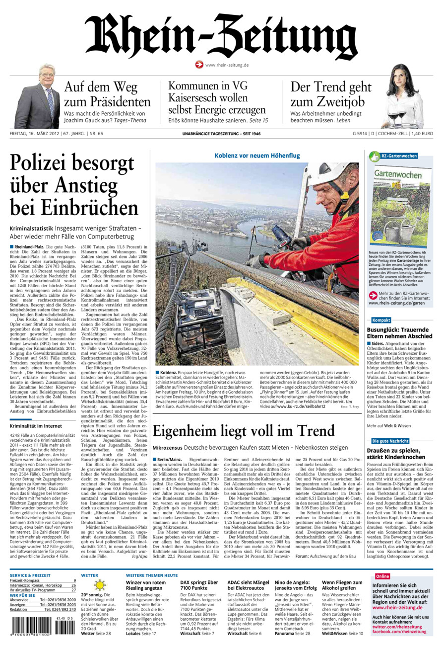 Rhein-Zeitung Kreis Cochem-Zell vom Freitag, 16.03.2012