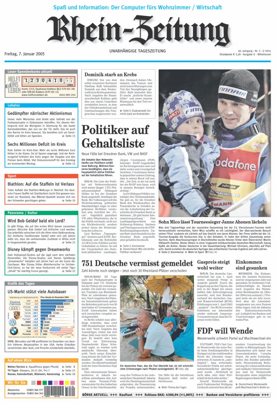Rhein-Zeitung Kreis Cochem-Zell vom Freitag, 07.01.2005