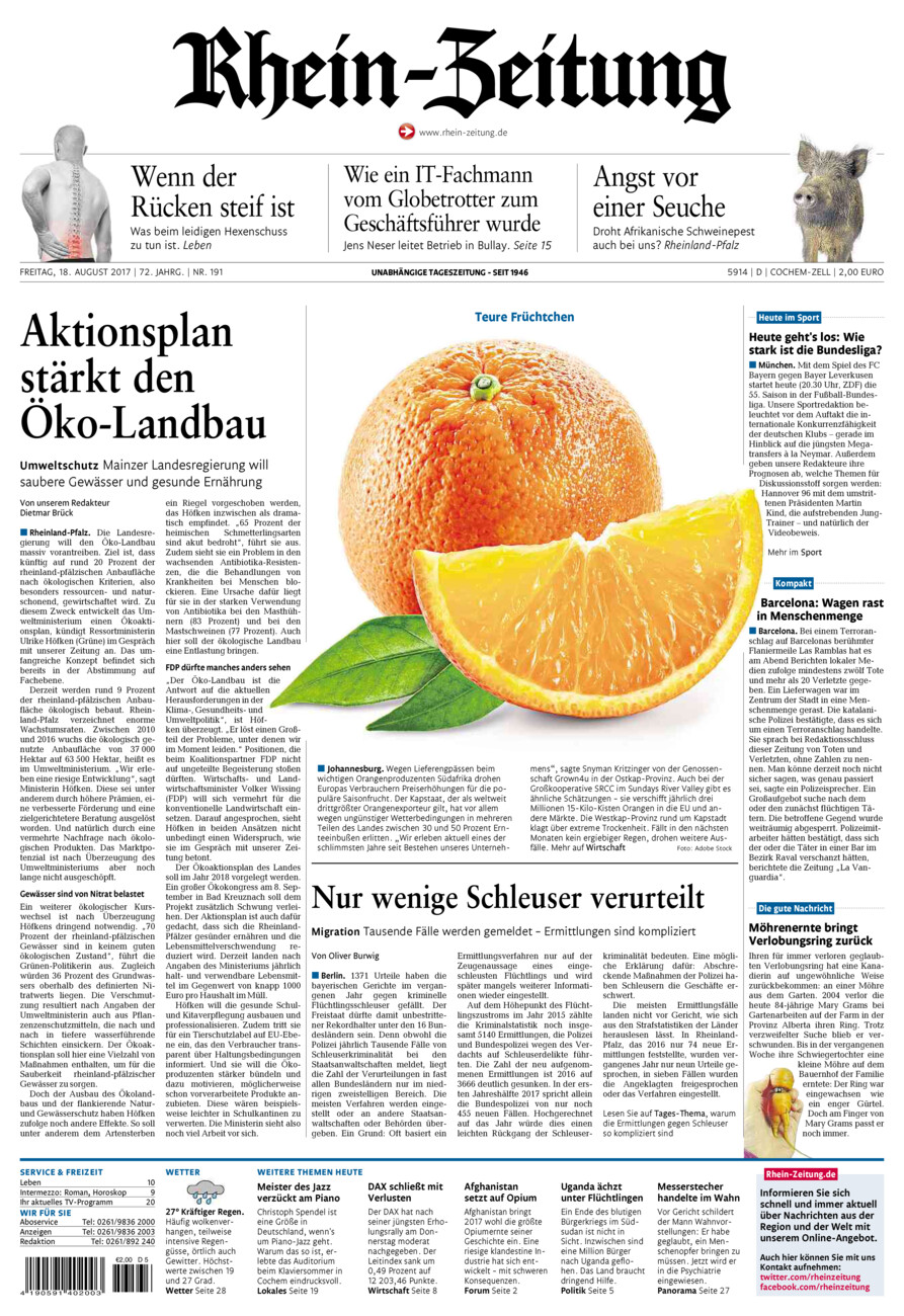 Rhein-Zeitung Kreis Cochem-Zell vom Freitag, 18.08.2017