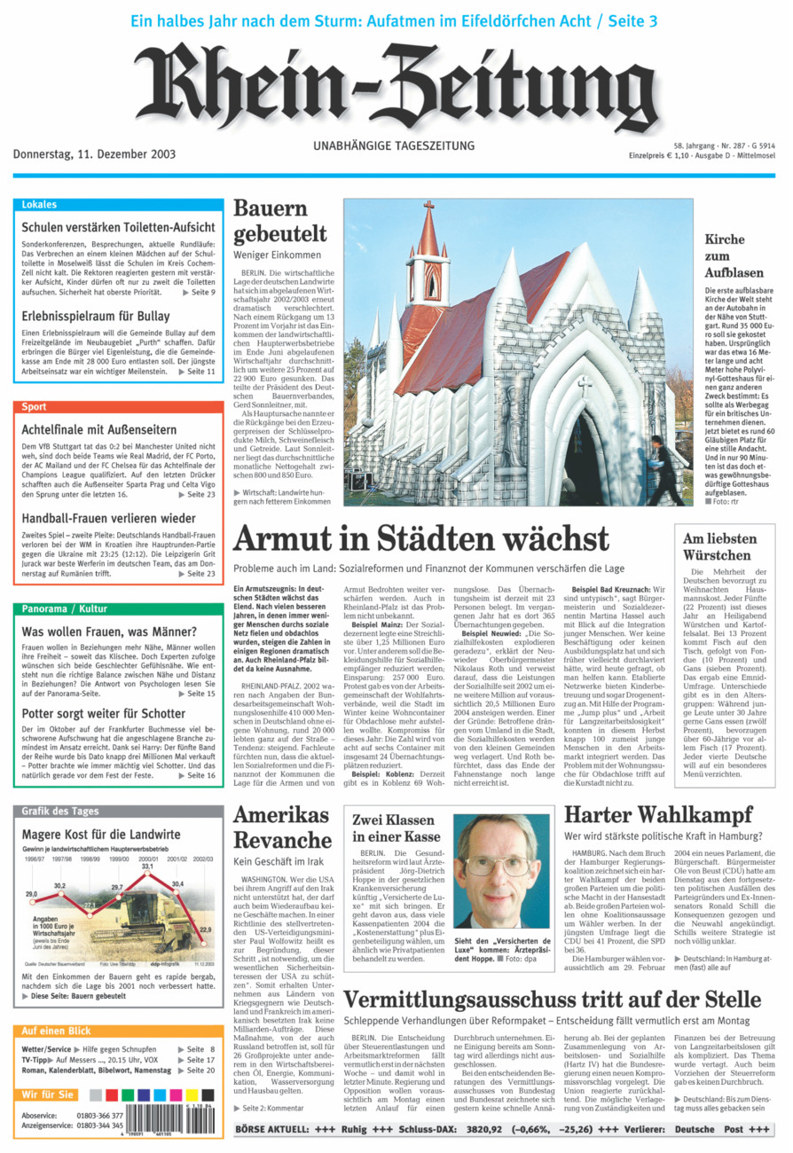 Rhein-Zeitung Kreis Cochem-Zell vom Donnerstag, 11.12.2003