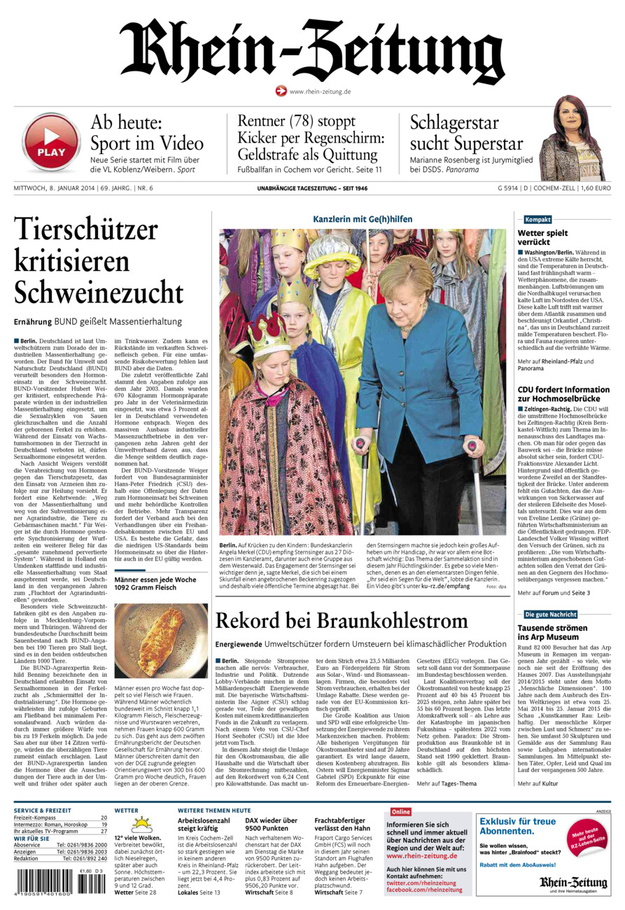 Rhein-Zeitung Kreis Cochem-Zell vom Mittwoch, 08.01.2014