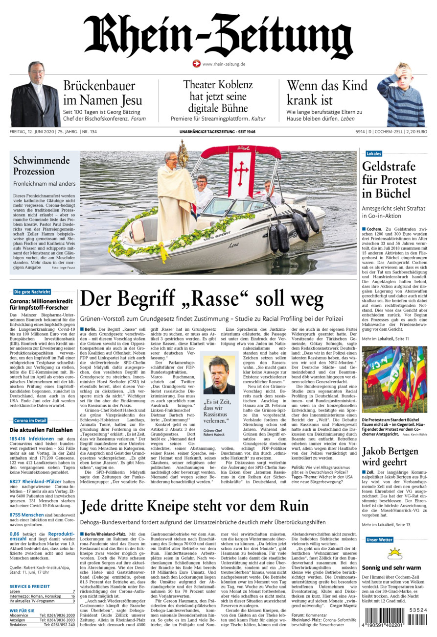 Rhein-Zeitung Kreis Cochem-Zell vom Freitag, 12.06.2020