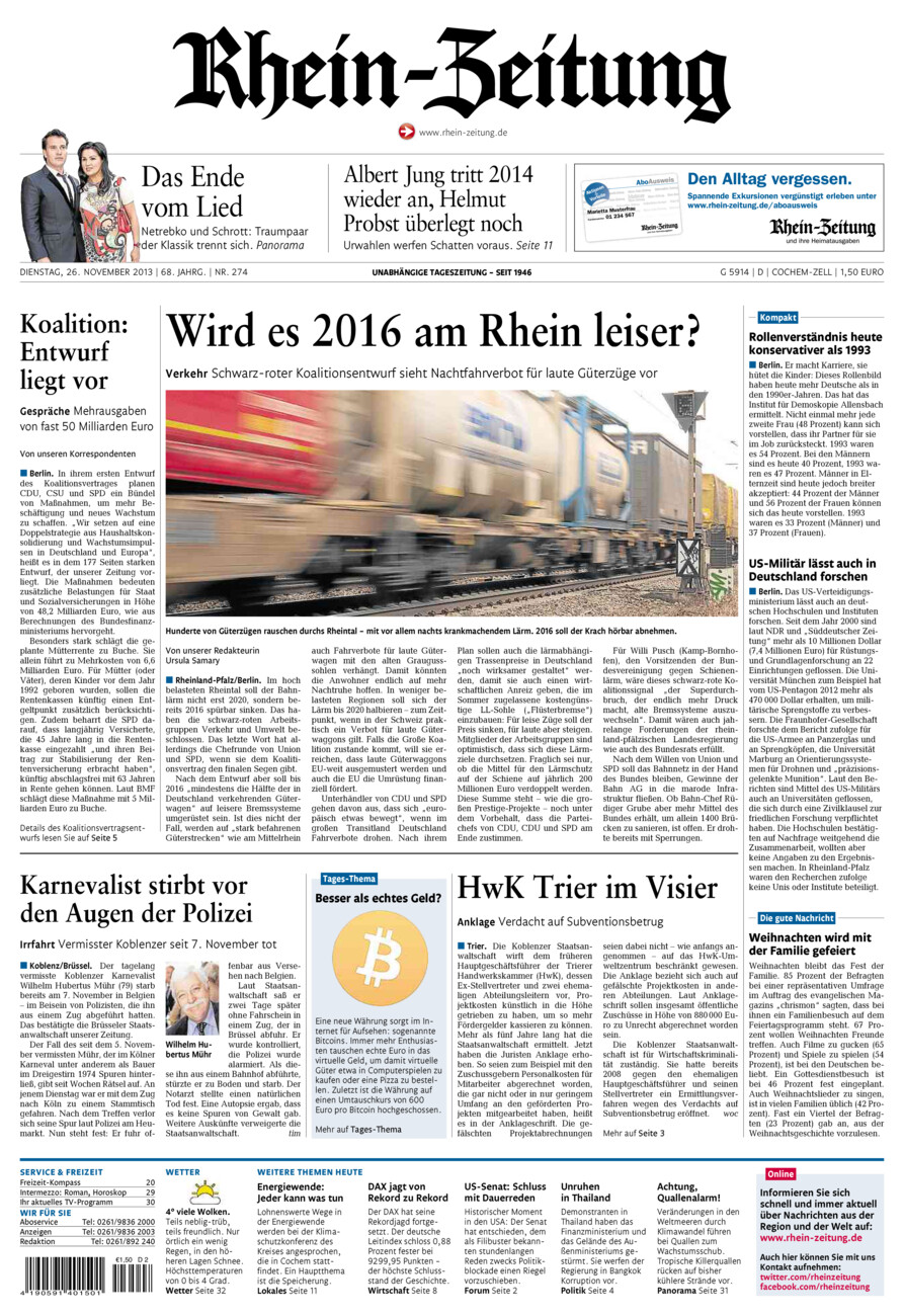 Rhein-Zeitung Kreis Cochem-Zell vom Dienstag, 26.11.2013