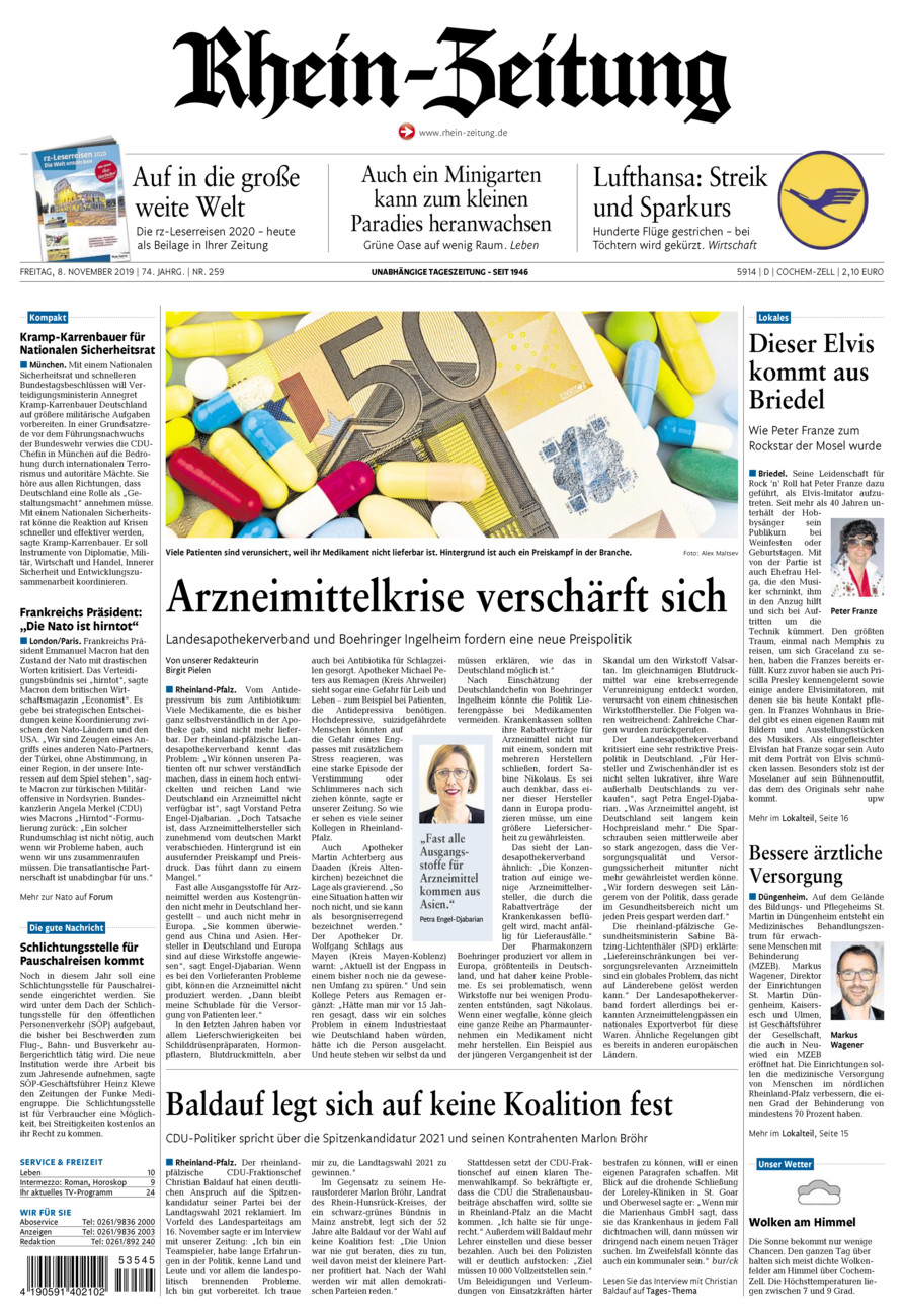 Rhein-Zeitung Kreis Cochem-Zell vom Freitag, 08.11.2019