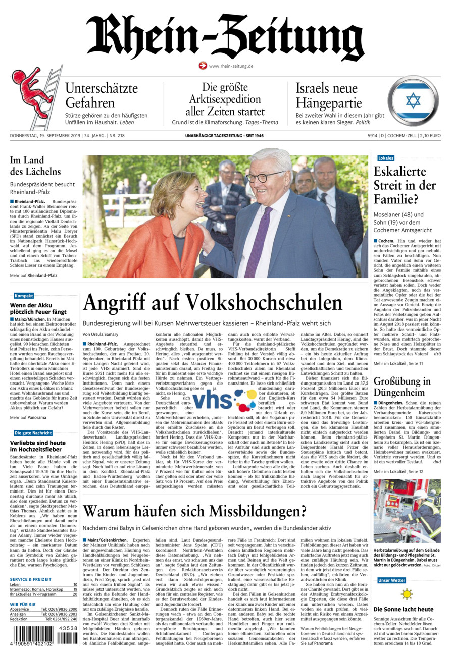 Rhein-Zeitung Kreis Cochem-Zell vom Donnerstag, 19.09.2019