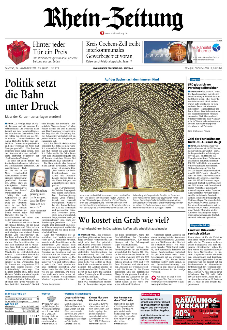 Rhein-Zeitung Kreis Cochem-Zell vom Samstag, 24.11.2018