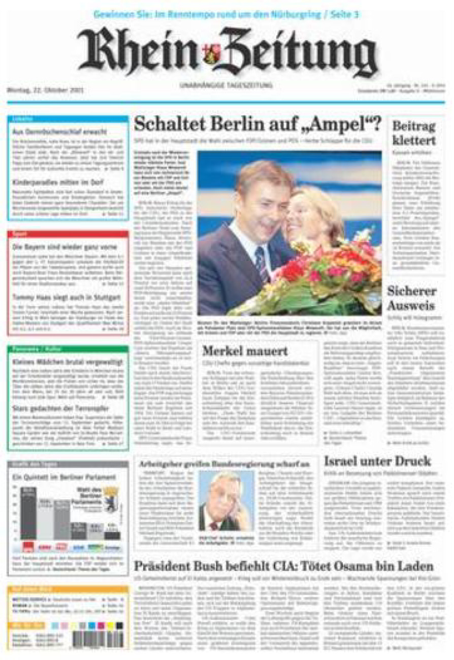 Rhein-Zeitung Kreis Cochem-Zell vom Montag, 22.10.2001