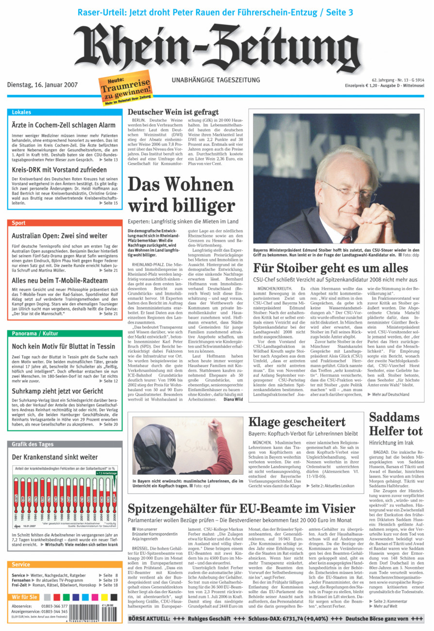 Rhein-Zeitung Kreis Cochem-Zell vom Dienstag, 16.01.2007