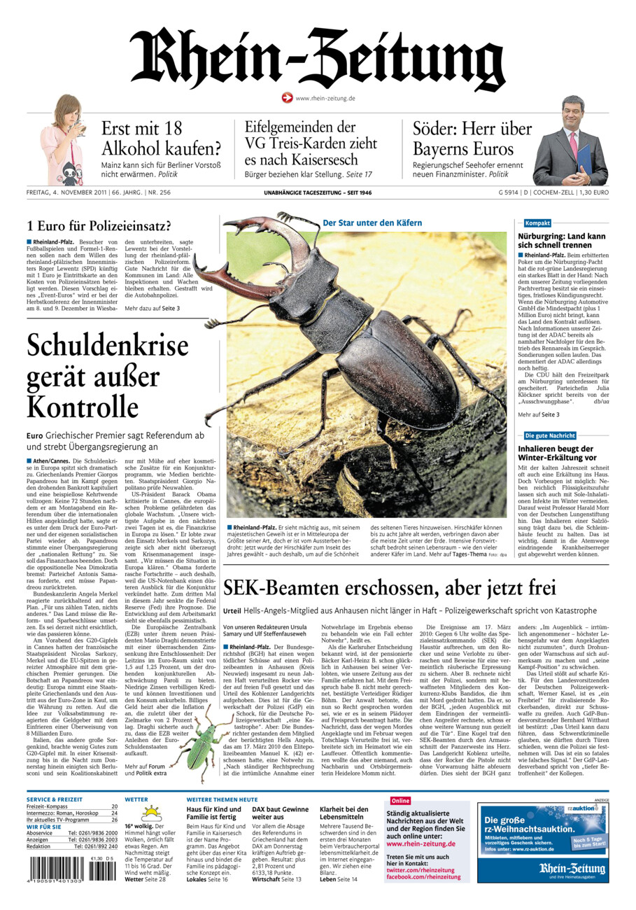 Rhein-Zeitung Kreis Cochem-Zell vom Freitag, 04.11.2011