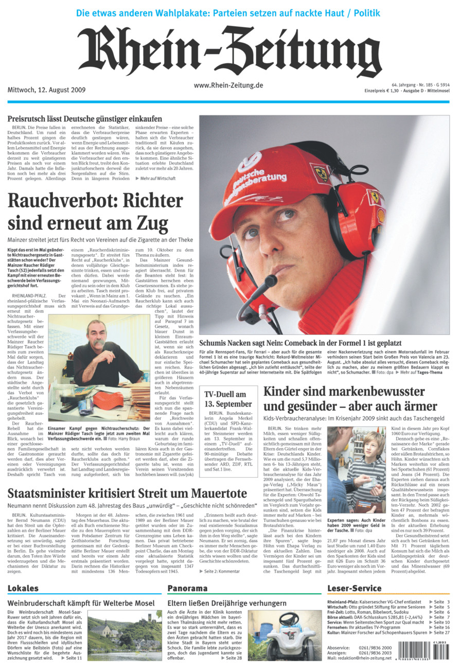 Rhein-Zeitung Kreis Cochem-Zell vom Mittwoch, 12.08.2009