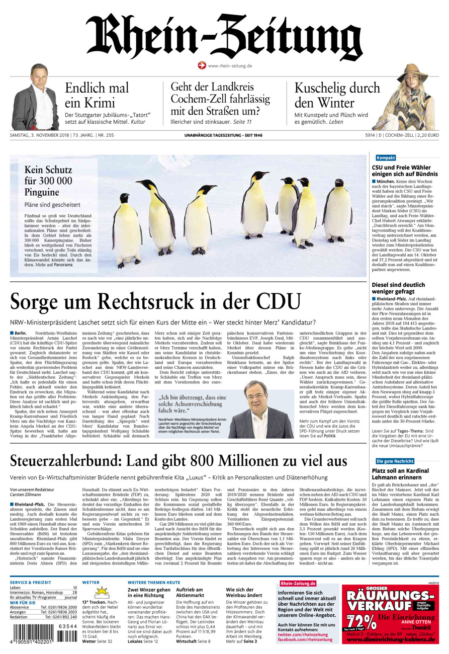 Rhein-Zeitung Kreis Cochem-Zell vom Samstag, 03.11.2018