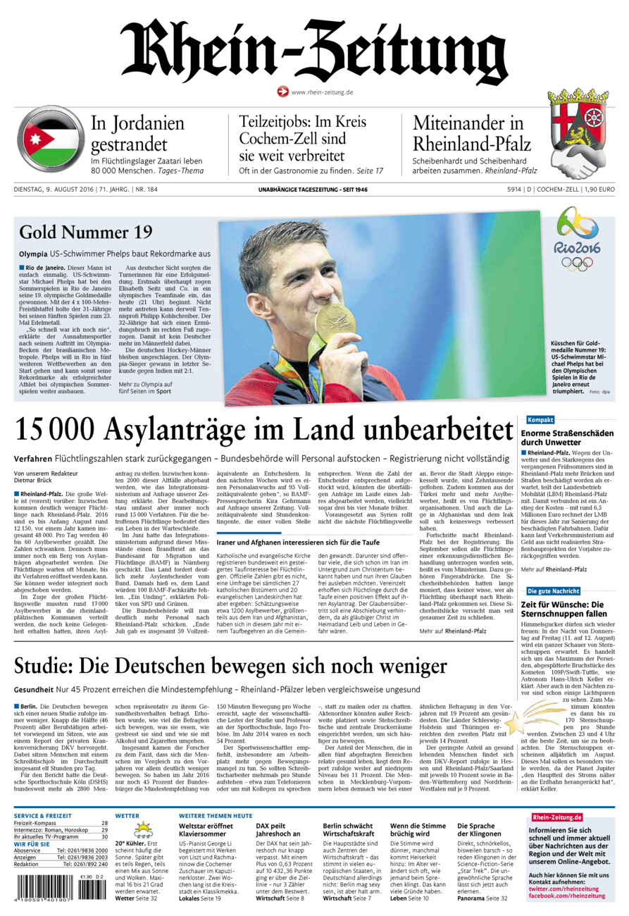 Rhein-Zeitung Kreis Cochem-Zell vom Dienstag, 09.08.2016