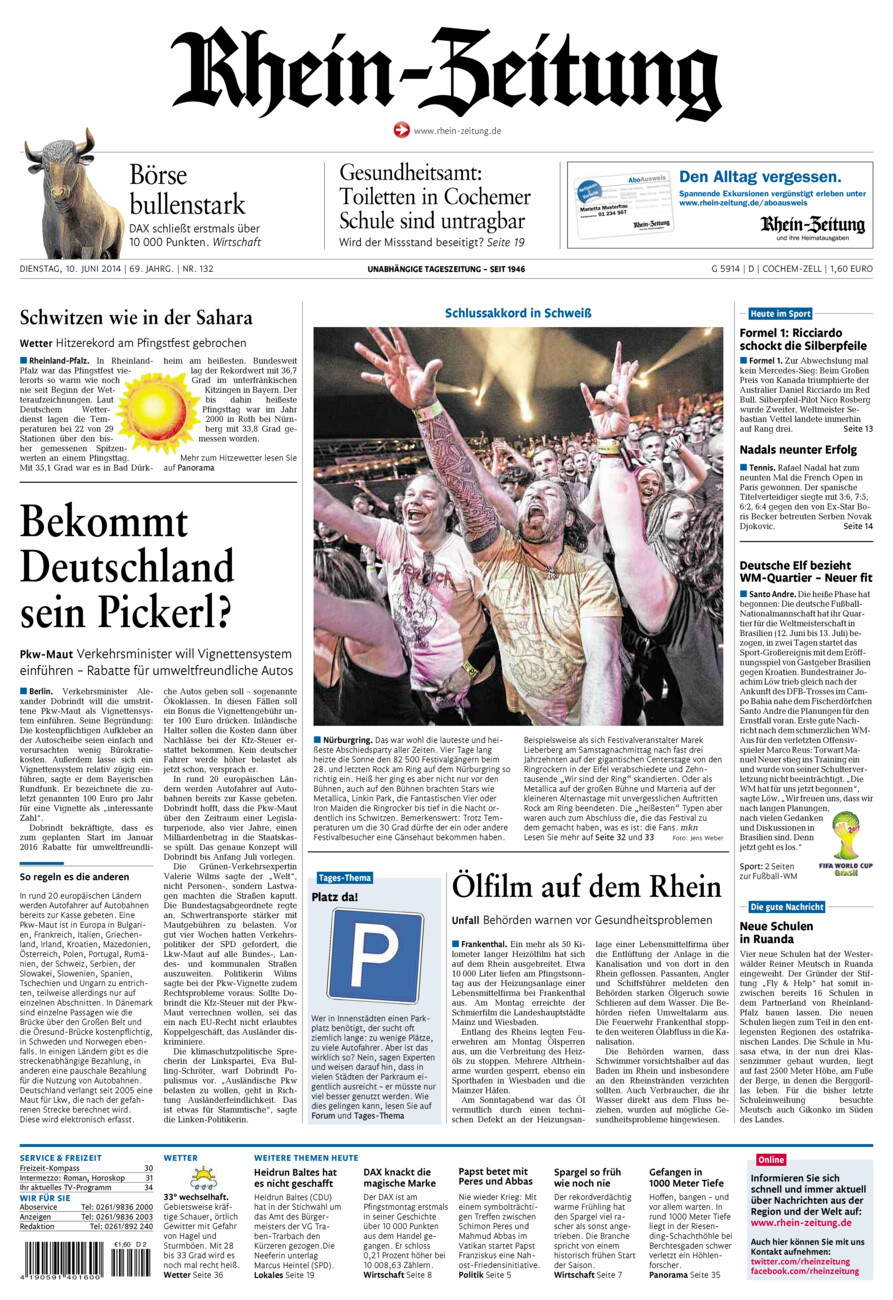 Rhein-Zeitung Kreis Cochem-Zell vom Dienstag, 10.06.2014