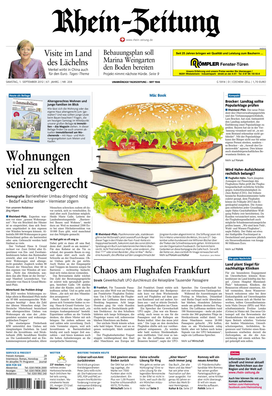 Rhein-Zeitung Kreis Cochem-Zell vom Samstag, 01.09.2012