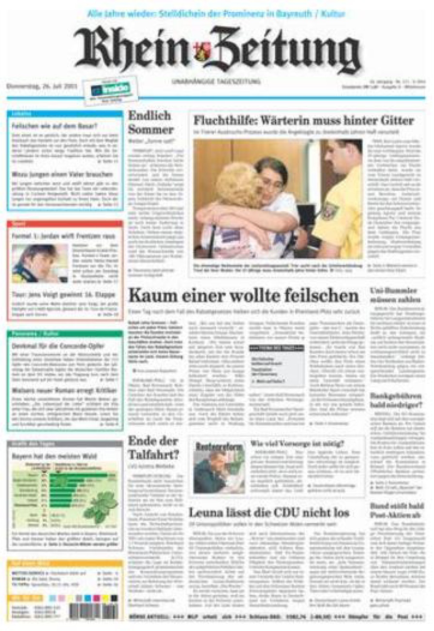 Rhein-Zeitung Kreis Cochem-Zell vom Donnerstag, 26.07.2001